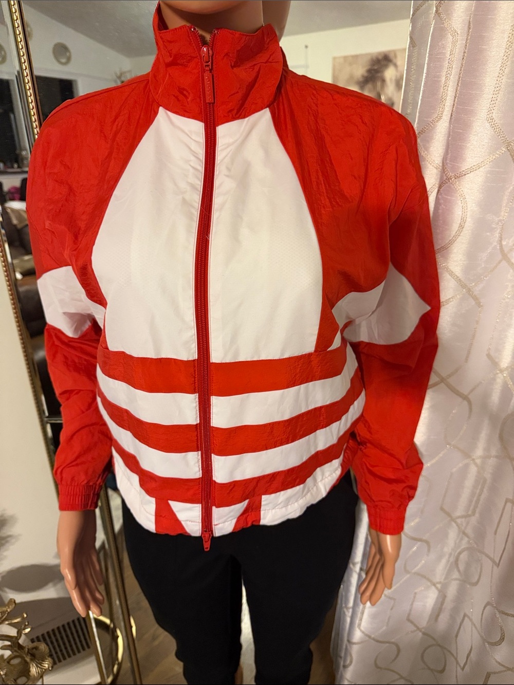 adidas Red and White Retro Bomber Jacket